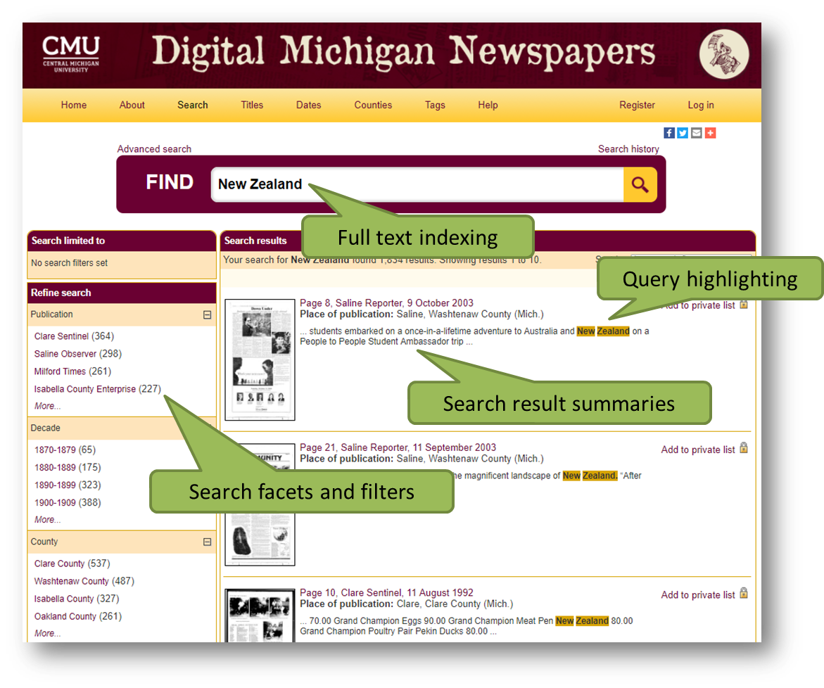Michigan Search Page